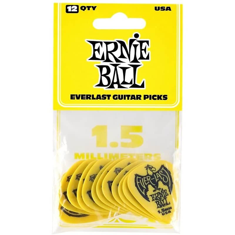 Ernie Ball 1.5mm Yellow Everlast Guitar Picks (P09195) 12 Pack image 1