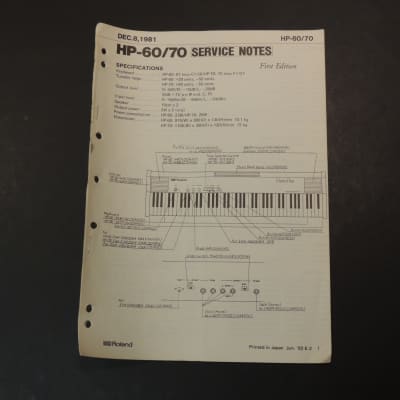 Roland HP-60/70 Service Notes  / Manual [Three Wave Music]