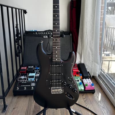 Fender Special Edition Noir Stratocaster HSS with Matching Headstock, Rosewood Fretboard 2017 - Satin Black for sale