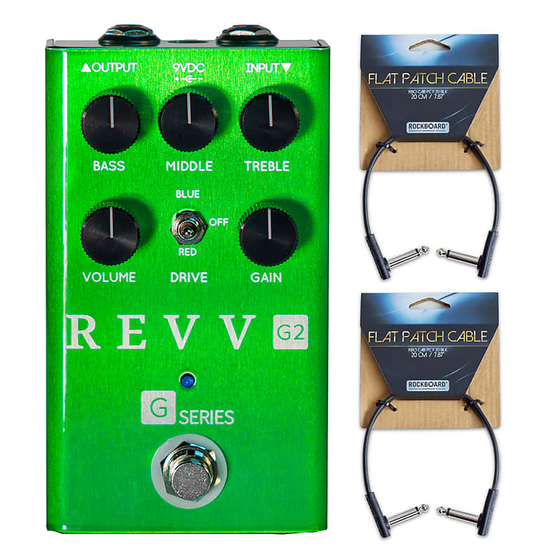 Revv Amplification G2 Distortion Pedal w/ (2) Flat Patch Cables image 1