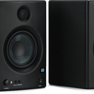 PreSonus Eris E3.5 3.5-inch Powered Studio Monitors Bundle with MIDI  Solutions MultiVoltage Quadra Thru 1-in 4-out MIDI Through Box