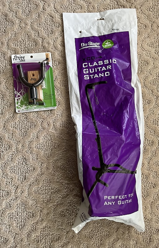 Electric and Acoustic Guitar String Swing & OnStage Stand Reverb