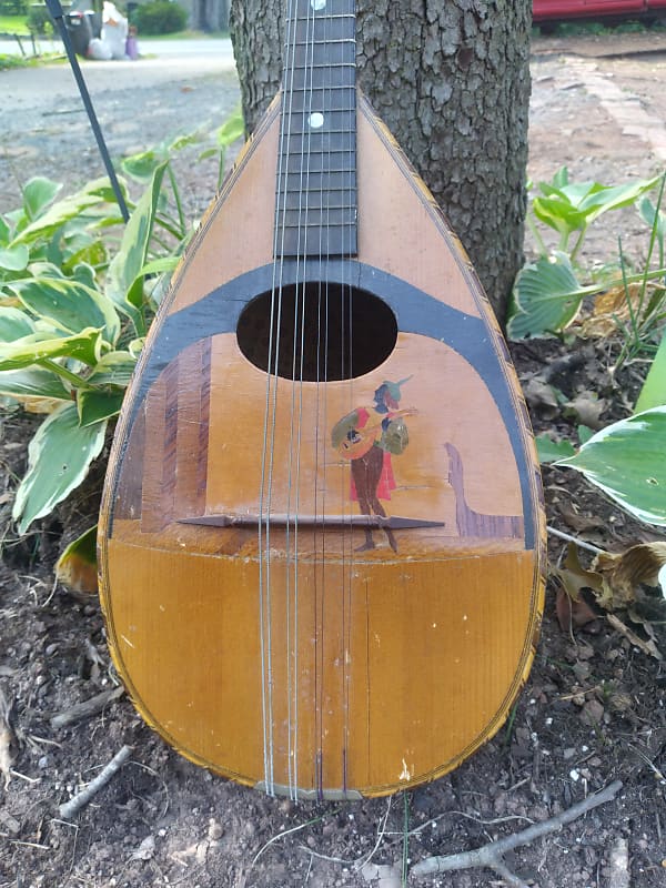 Robert barth ? 1900-1920 - Wood Inlay German bowlback, Neapolitan mandolin , parts or repair image 1