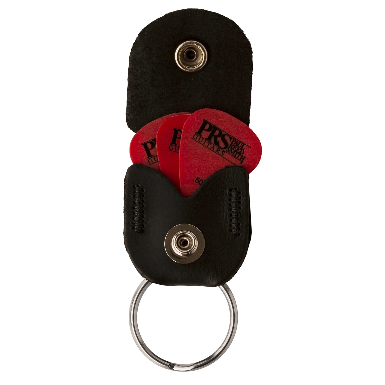 Paul Reed Smith PRS Keychain Leather Key Ring Pick Holder Black / Silver