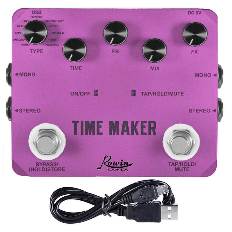 Rowin Canada LTD02 Time Maker Pink Digital Delay Twin Series Guitar Effect  Pedal