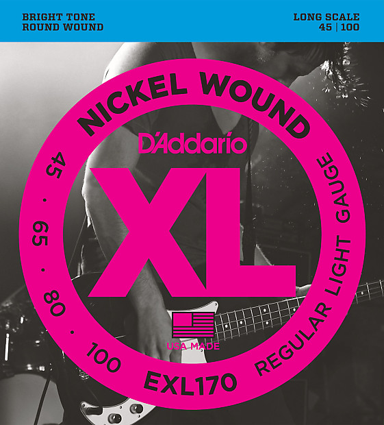 D'Addario EXL170 Nickel Wound Long Scale Bass Guitar Strings, Light Gauge image 1