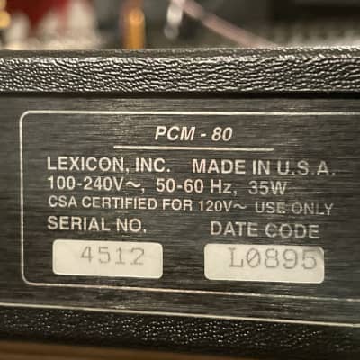 Super clean Lexicon PCM 80 Digital Effects Processor with FX card!! image 11