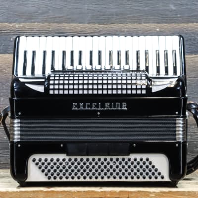 Excelsior Model 308 41-Key 120-Bass 7-Treble Switch Black Piano Accordion  w/Case | Reverb