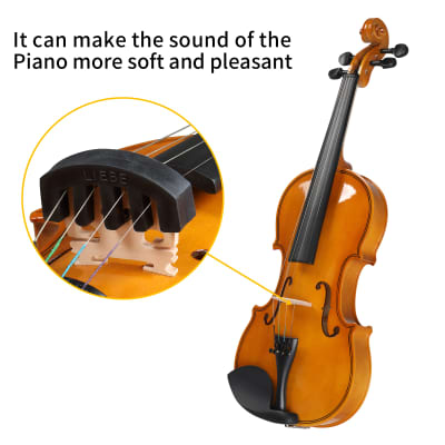 Full Size 4/4 Violin Set for Adults Beginners Students with Hard Case, Violin Bow, Shoulder Rest, Rosin, Extra Strings 2020s - Natural image 18