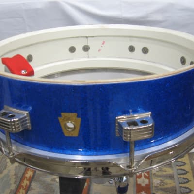 Ludwig 4x14 Down Beat Snare Drum (Lot12312-9293) 1964 - Blue Sparkle image 11