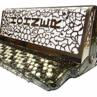Vintage HOHNER Button Accordion made in Germany 5 Rows Original Bayan 2045, New Straps, Rich and Powerful Sound! image 9