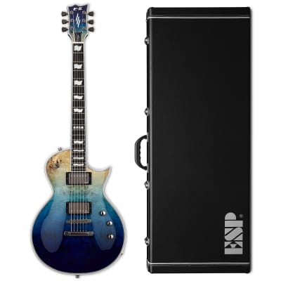ESP E-II Eclipse Blue Natural Fade Burled Maple Electric Guitar + Hard Case B-Stock Made in Japan image 1