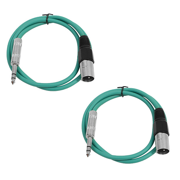 Seismic Audio SATRXL-M2-GREENGREEN 1/4" TRS Male to XLR Male Patch Cables - 2' (2-Pack) image 1