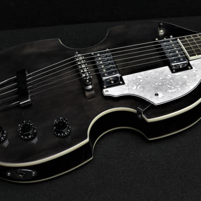 Hofner HI-459-PE TBK Beatle 6 String Electric Guitar Transparent Black Violin Body Shape image 2