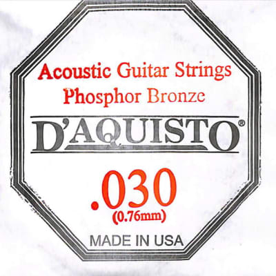 Three (3) - .030 Phosphor Bronze Wound - D'Aquisto Acoustic Guitar Strings for sale