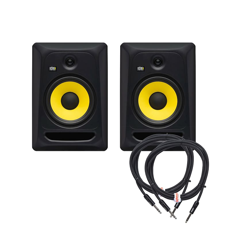 KRK Classic 8 G3 8" Studio Monitor Black Pair and (2) TRS Cable Bundle image 1