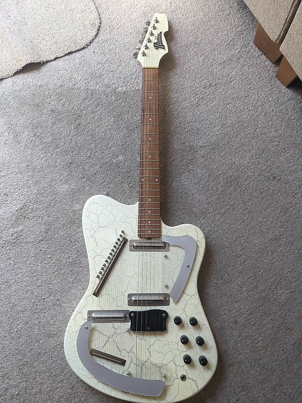 Italia Modena Electric Sitar Guitar Cracked Silver Reverb