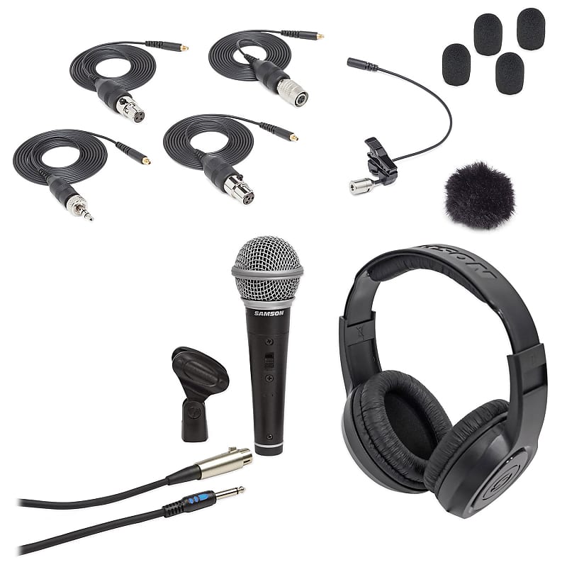 Samson LM7X Lavalier Lav Microphone+Adapters+Case+Handheld Reverb