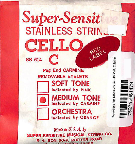 Super-Sensitive Red Label Medium - 4/4 Cello C String image 1