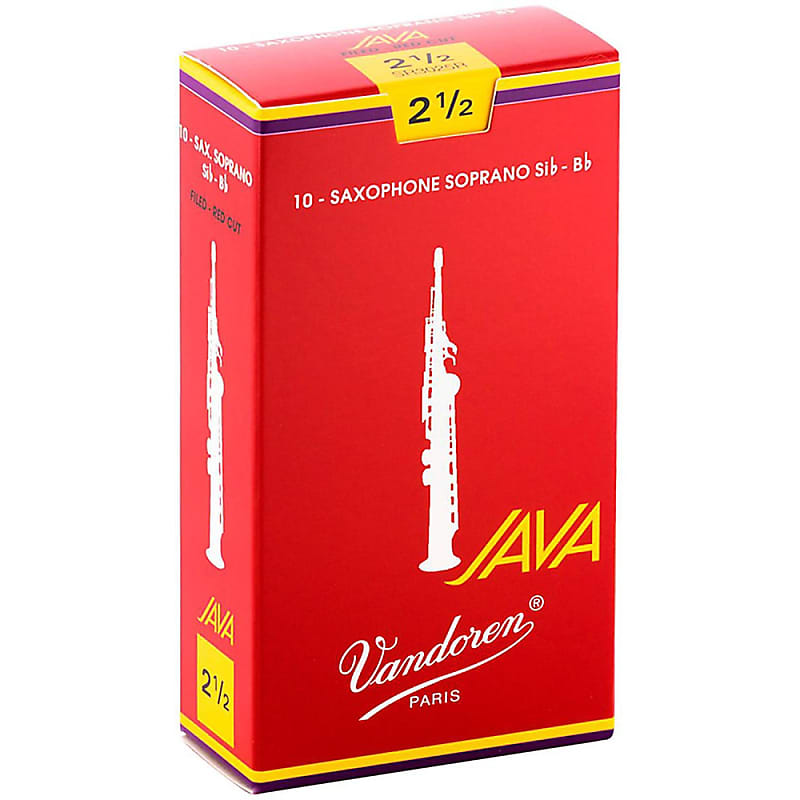 Vandoren JAVA Red Soprano Saxophone Reeds Strength 2.5, Box of 10 image 1