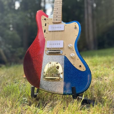 2017 Buck Owens Revelator JazzCaster Jazzmaster - Red White and Blue Sparkle for sale