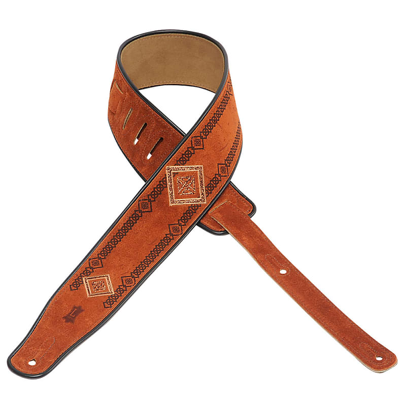 Levys - MSS3EP-003 - Embroidered 2.5 inch Suede Guitar Strap - Diamond Line image 1