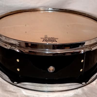 Unmarked Utility Snare Drum Shell 12  X 4.5" w/ hoops &batter head-PIANO BLACK WRAP image 3