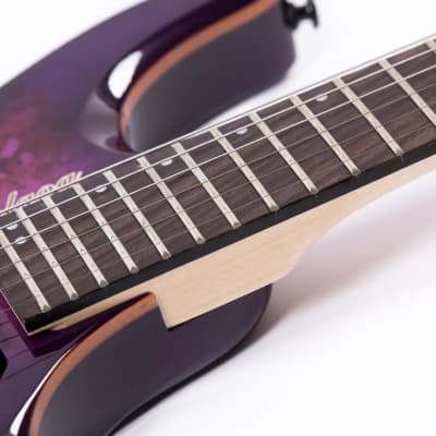 Volgoa GTWT-01 6-String Headless Electric Guitar with Flame Maple Veneer and Maple Neck - Purple image 3