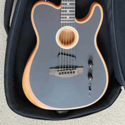 Fender American Acoustasonic Telecaster Acoustic Electric Guitar, B-Stock, Black Finish, New Gig Bag image 2