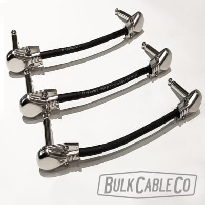 Lava Mini ELC - 12" Pedal Board Patch Cables - Set Of 3 - Right Angle Pancake Connectors - FX Cords