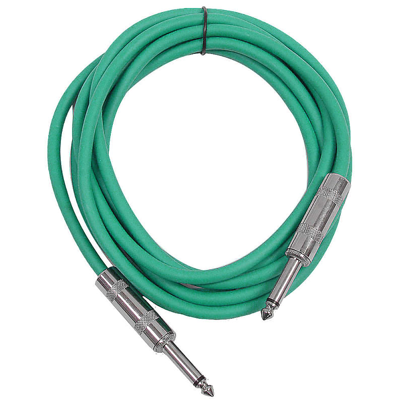 SEISMIC AUDIO - Green 1/4" TS 10' Patch Cable - Effects - Guitar - Instrument image 1