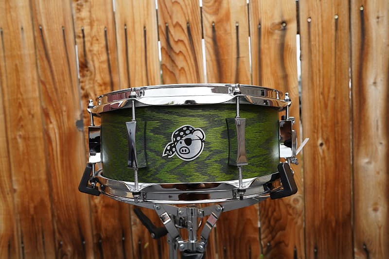 Pork Pie 13'' Dark Green Oak / Maple shell with ring's 5.5 x 13" Snare Drum (2022) image 1