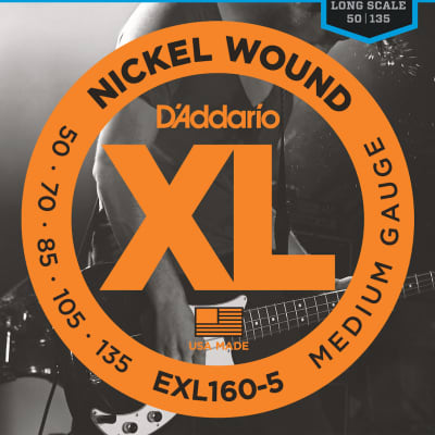 D'Addario EXL160-5 5-String Nickel Wound Bass Strings Medium, 50-135, Long Scale image 1