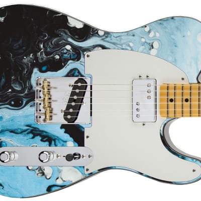 Sticka Steves Guitar Skin Axe Wrap Re-skin Vinyl Decal DIY Black & Blue Water Colors 316 image 6