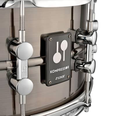 Sonor Kompressor Snare Drum, 14" x 5.75", Brass, Power Hoops, Black Nickel Plated 2023 - Brass Black Nickel Plated - Authorized Sonor Dealer - Watch for Direct Offers image 4