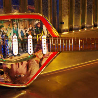 Phantom Phantom Brian Jones Memorabilia Guitar.  Art.  VOX style. ONLY ONE. Collectible.  2005 Collage image 2