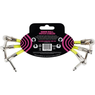 Ernie Ball 6059 Patch Cable, 6in/15cm, Black, 3 Pack image 2