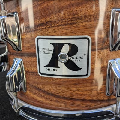 1970s Rogers 8 x 12" Koa (Dark Brown Wood Look) Wrap Tom - Looks And Sounds Great! image 2