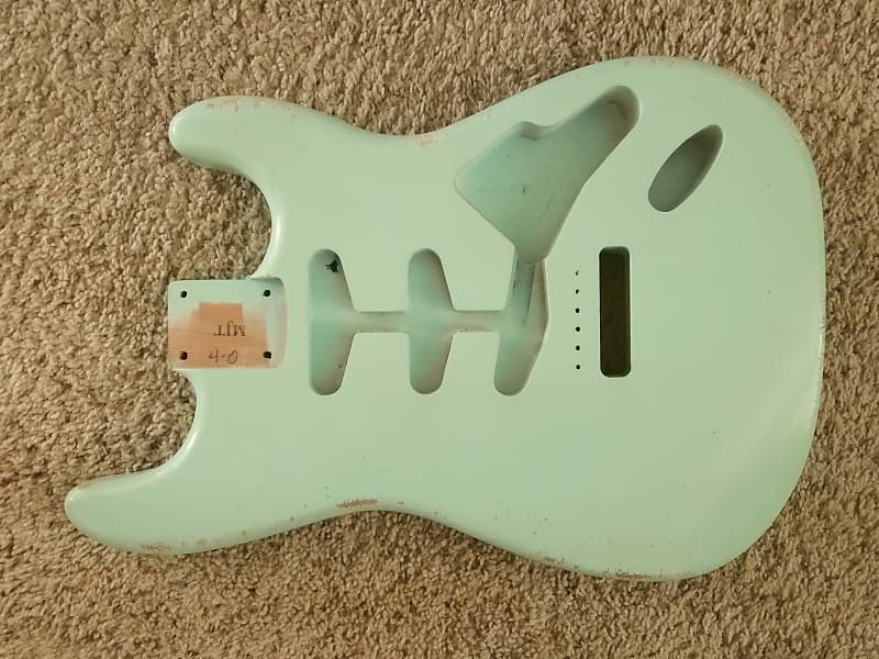 【特価】MJT - Stratocaster Body (Surf Green) MJT Stratocaster Relic Alder Body Nitro Surf Green | Reverb