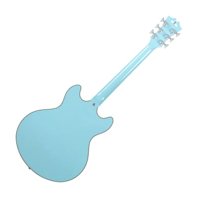 D'Angelico DAPDCSKBCS Premier DC Semi Hollow Electric Guitar w/Stopbar Tailpiece, Sky Blue image 2