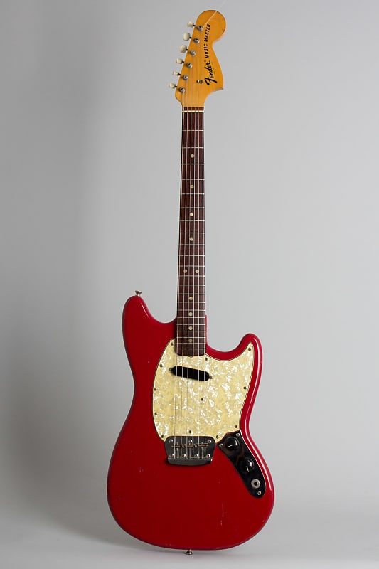 Fender  Musicmaster Solid Body Electric Guitar (1971), ser. #313168, black chipboard case. image 1