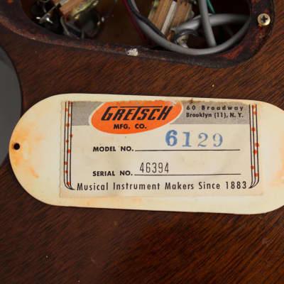Gretsch PX-6129 Champagne Sparkle Jet Semi-Hollow Body Electric Guitar (1962), ser. #46394, original blue-grey tolex hard shell case. image 12