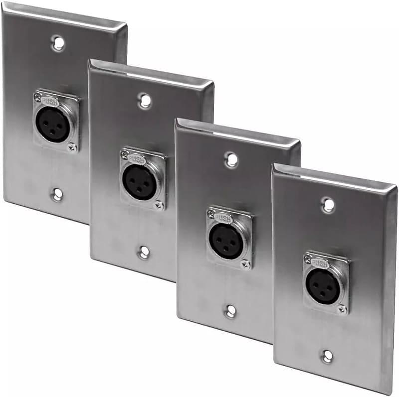 4 Pack Of Stainless Steel Wall Plates - One Xlr Female Connector Pro Audio image 1