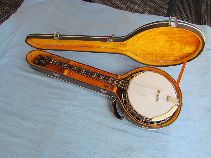 1970's Kasuga 5 String Banjo Masterclone Made In Japan Bluegrass Banjo With Original Case & Strings & Strap image 1