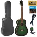 Oscar Schmidt Folk Style Acoustic Guitar, Spruce Top, Trans Green, OF2TGR Case Bundle, OF2TGR CASEPACK