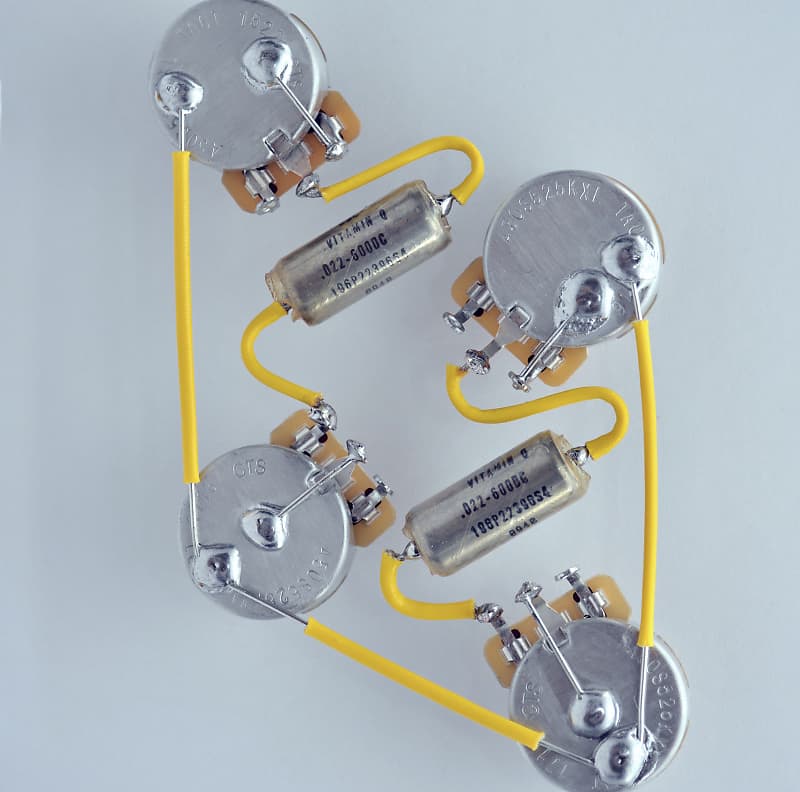 Les Paul Wiring Harness Custom by JEL- 525k CTS SHORT Shaft - Rare Vitamin Q PIO Caps image 1