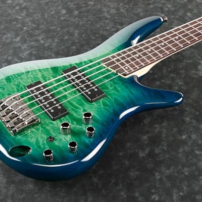 Ibanez SR405EQMSLG 4 String Electric Bass Surreal Blue Burst Gloss for sale