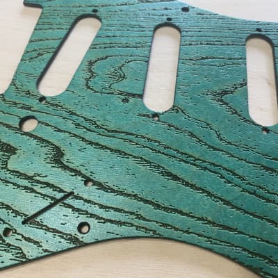 US made satin lacquer swamp ash laser engraved Baltic birch wood pickguard for Stratocaster image 2