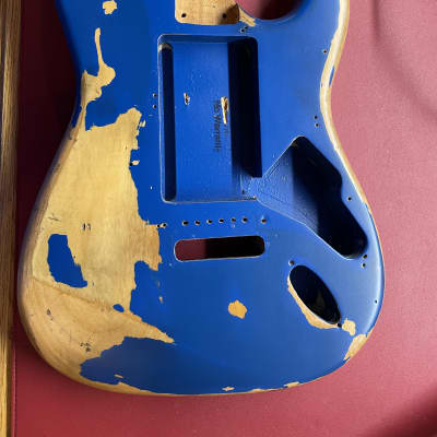 Relic'd blue guitar body for sale