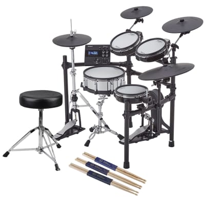 Roland TD-27KV Generation 2 V-Drums Electronic Drum Set, Bundle With Roland Drum Stand, Drum Throne and 3 sets of Drum Sticks, Maple, Oak, Walnut